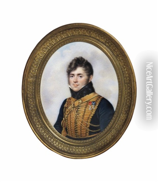 Jacques Marie Anatole Le Clerc, Count, Later Marquis De Juigne (1788-1845), In The Uniform Of An Aide-de-camp To The Marshall Of The 1st Empire Oil Painting - Vincent Bertrand
