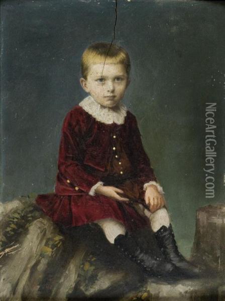 Portret Dziecka Oil Painting - Aleksander Augustynowicz