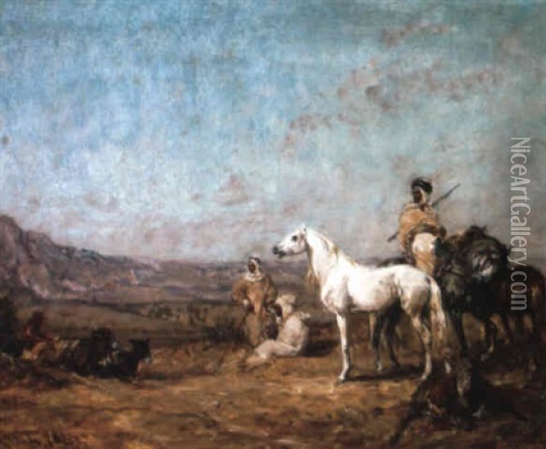 Halte De Cavaliers Sur Les Hauts Plateaux Oil Painting - Henri Emilien Rousseau