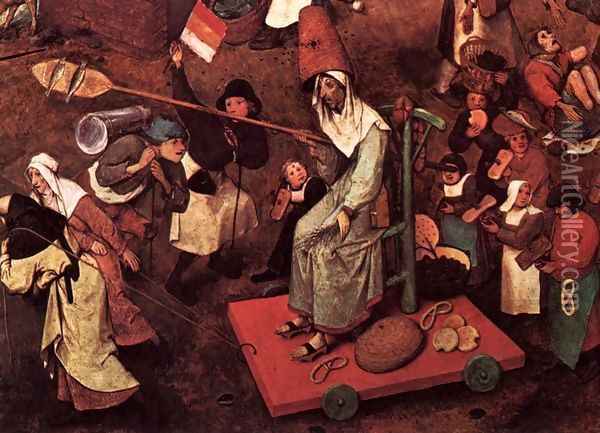 The Fight between Carnival and Lent (detail) 2 Oil Painting - Pieter the Elder Bruegel