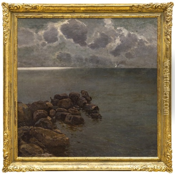 Soumrak Na Morskem Pobrezi Oil Painting - Josef Kral