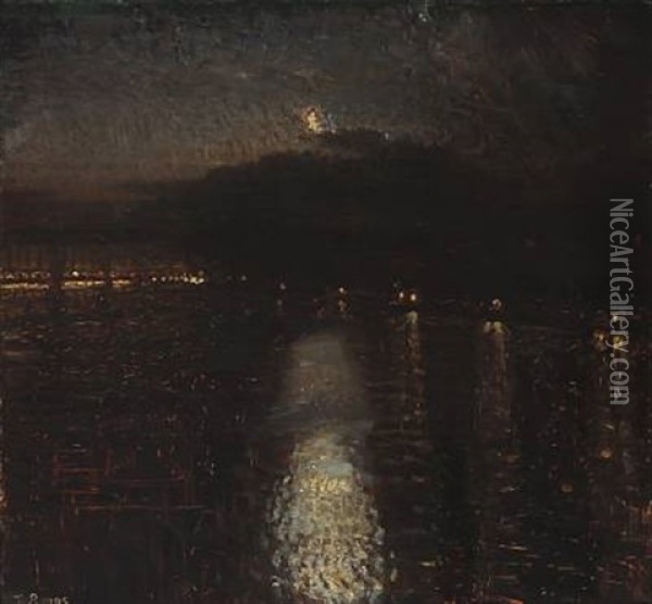 Night In Paris Oil Painting - Julius Paulsen
