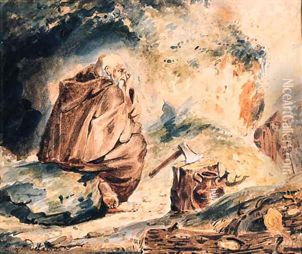Deux hermites devant une grotte Oil Painting - Eugene Delacroix