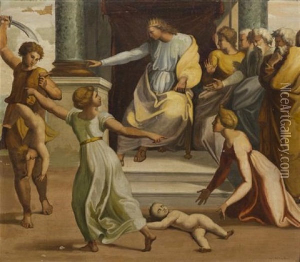 The Judgement Of Solomon (after Raffaello Sanzio) Oil Painting - William Blake