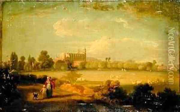View of Eton From The Playing Fields Oil Painting - Edmund Bristow