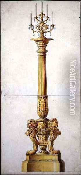 Design for a Neo-Classical Candelabra, c.1820 Oil Painting - Charles Percier