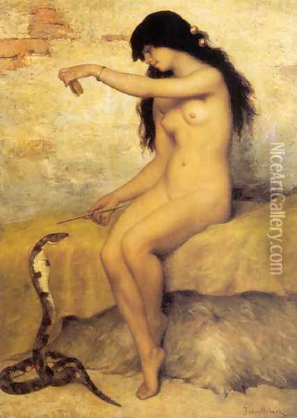 The Nude Snake Charmer Oil Painting - Paul Trouillebert