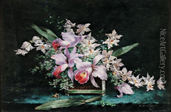 Nature Morte A La Jardiniere Fleurie Oil Painting - Desire de Keghel