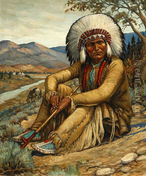 Chief Big Horse - Arapahoe Oil Painting - Carl Moon