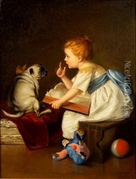 A Pugnacious Pupil Oil Painting - Lucia Mathilde von Gelder