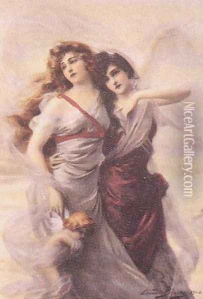 Enchanted Maidens Oil Painting - Edouard Bisson