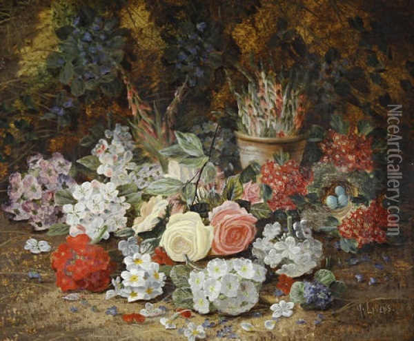 Still Life With Flowers Oil Painting - Henry John Livens