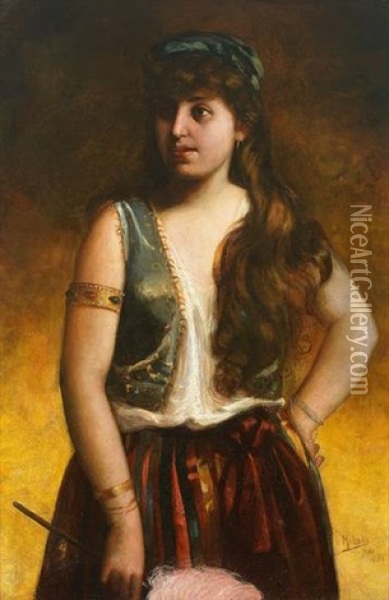 Portrait Eines Madchens In Orientalischer Tracht Oil Painting - Miguel Angel Melero