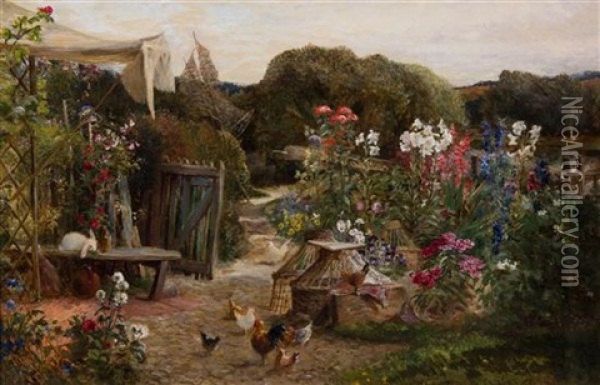Mill Farm, Berkshire, 1863 Oil Painting - Charles James Lewis