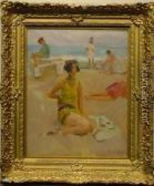 Dutch, 1865-1934
The Beach At Viareggio, 1927-1934 Oil Painting - Isaac Israels