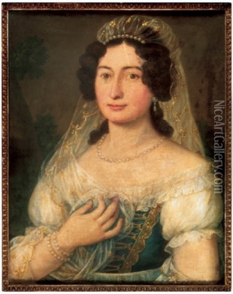 Female Portrait Oil Painting - Johann Daniel Donat