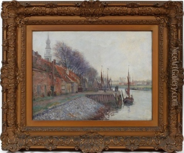 Canal Scene Oil Painting - Francis Paulus Petrus