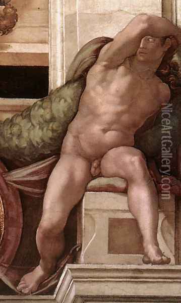 Ignudo -8 1509 Oil Painting - Michelangelo Buonarroti