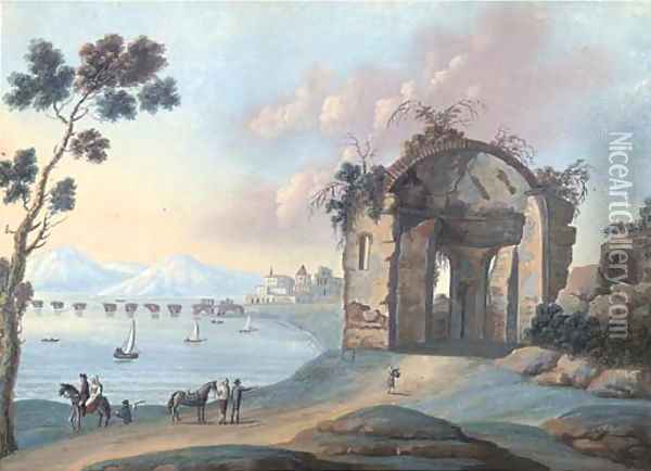 Veduta del Tempio di Diana a Pozzuoli Oil Painting - Italian School
