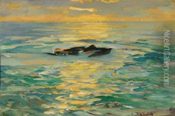 Monterey Sunset Oil Painting - Franz Arthur Bischoff