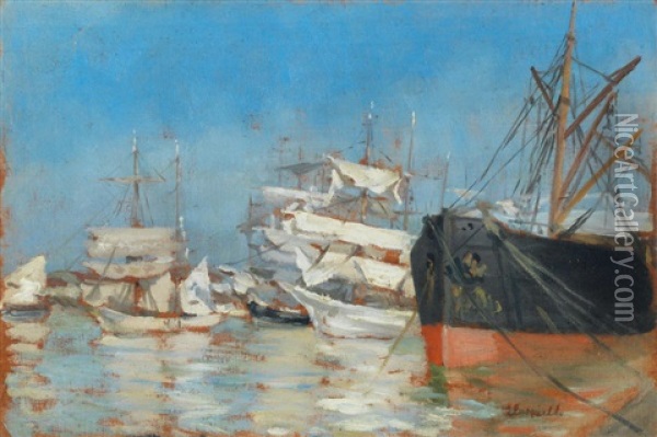 Port Of Livorno Oil Painting - Leonetto Cappiello