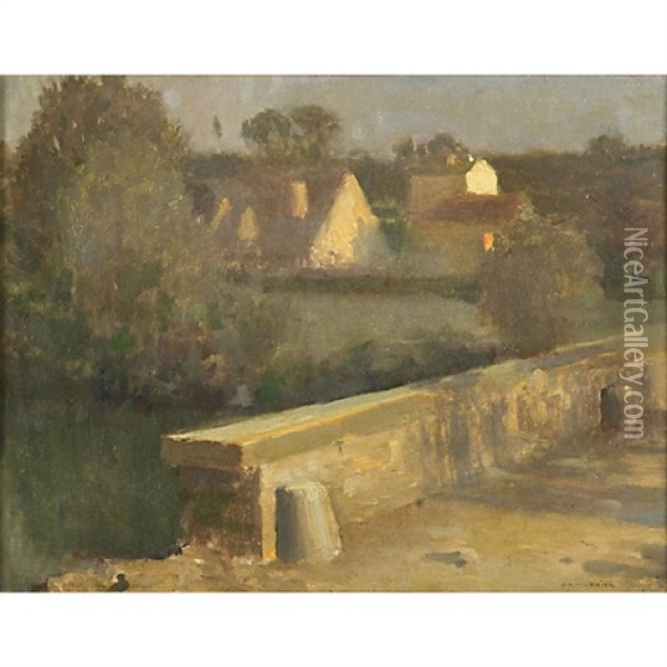 A Bridge And Houses Oil Painting - Jules Alexis Muenier