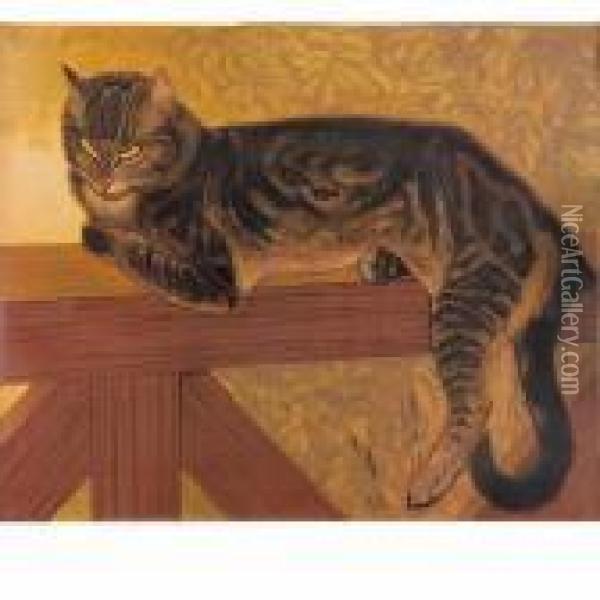 L'ete, Chat Sur Une Balustrade Oil Painting - Theophile Alexandre Steinlen