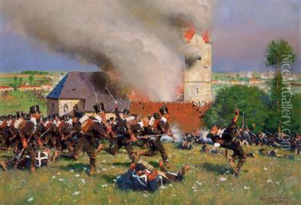 Schlacht Bei Waterloo Oil Painting - Carl Rochling
