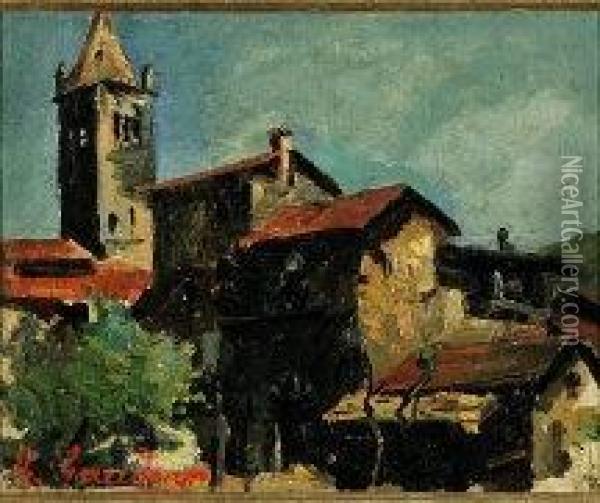 Paese Oil Painting - Giuseppe Gaudenzi