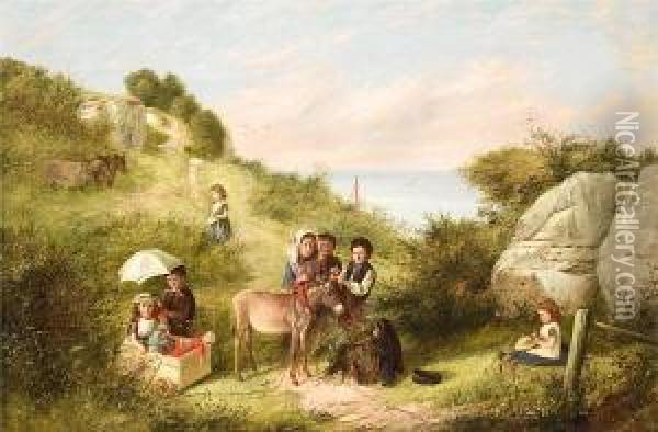 Playtime Oil Painting - Charles, Hunt Jnr.