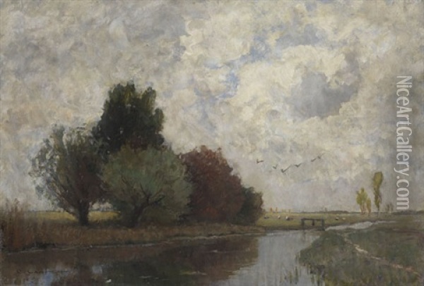 Flusslandschaft Im Dachauer Land Oil Painting - Otto Gampert