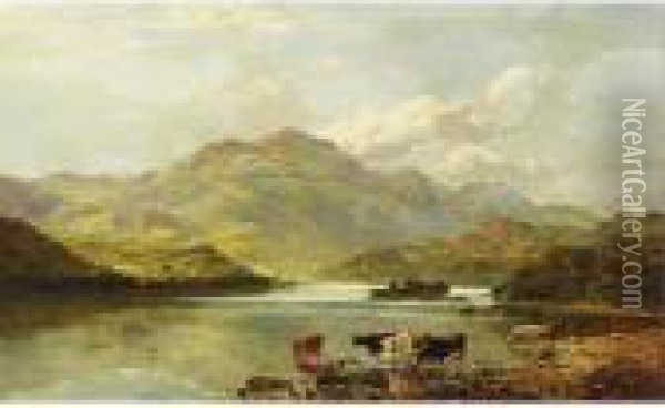 Loch Achrai Oil Painting - Alfred de Breanski