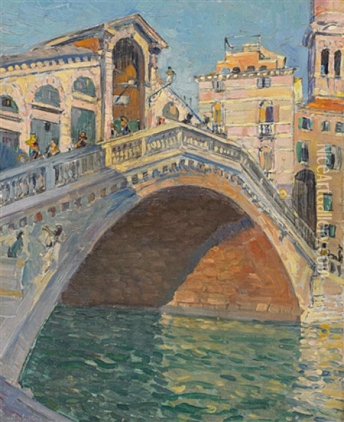 Die Rialtobrucke In Venedig Oil Painting - Max Schlichting
