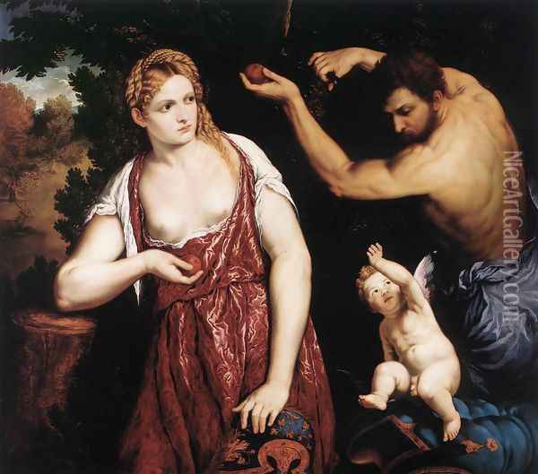 Venus and Mars with Cupid 1559-60 Oil Painting - Paris Bordone