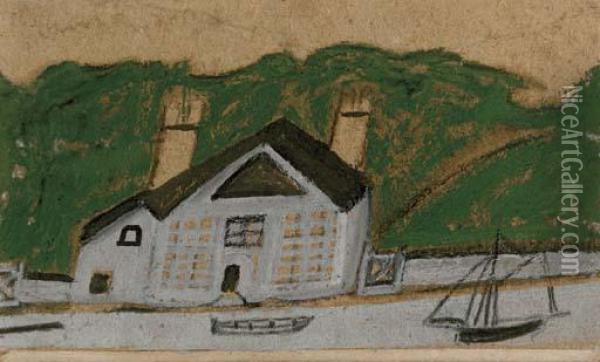 House On The Shore Oil Painting - Alfred Wallis