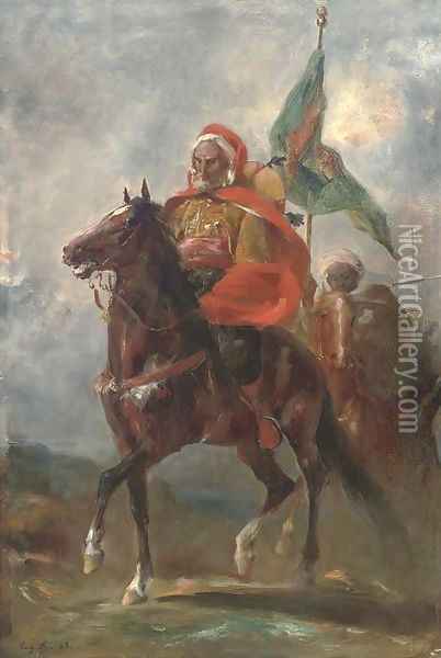 An Orientalist chieftain on horseback Oil Painting - Eugene Fromentin
