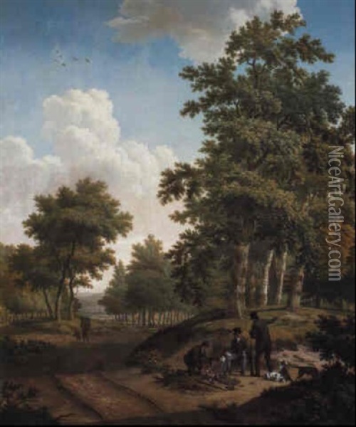 Peasants Loading Lumber Onto A Wagon Oil Painting - Willem Uppink
