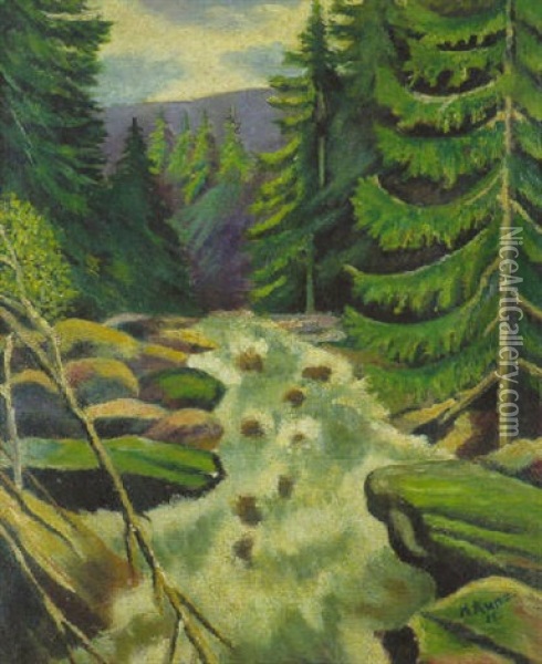Waldlandschaft Oil Painting - Hugo Kunz