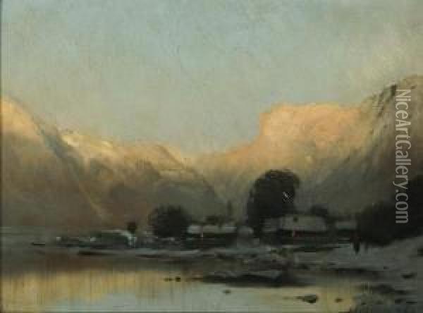Winter Alpine Landscape Oil Painting - Laszlo Mednyanszky