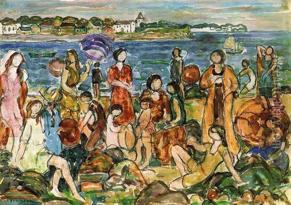 Bathers, New England Oil Painting - Maurice Brazil Prendergast
