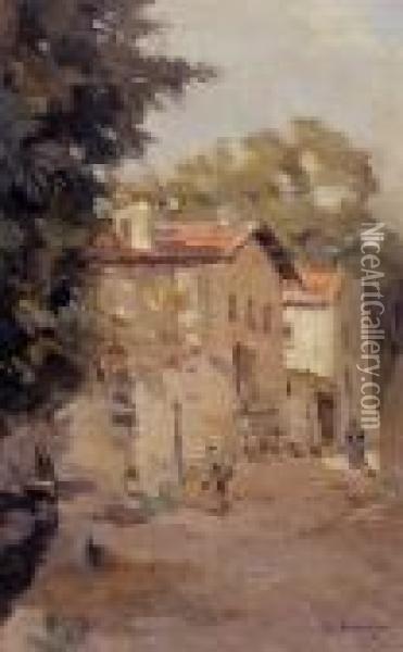 Village De Clermont Oil Painting - Albert Lebourg