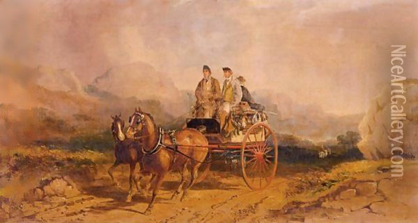 A Shooting Party In A Carriage In The Scottish Highlands Oil Painting - Henry Thomas Alken