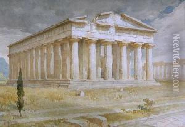 Der Poseidon-tempel In
 Paestum. Oil Painting - Tony Binder