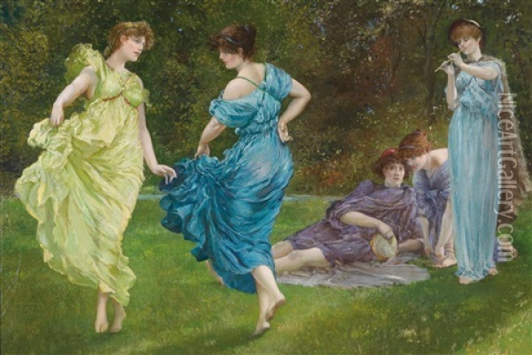 Tanzende Frauen Oil Painting - William Edward Frank Britten