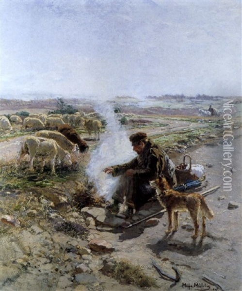 Der Schafer Oil Painting - Hugo Muehlig