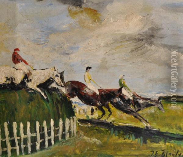 Horse Racing Scene Oil Painting - Jacques-Emile Blanche