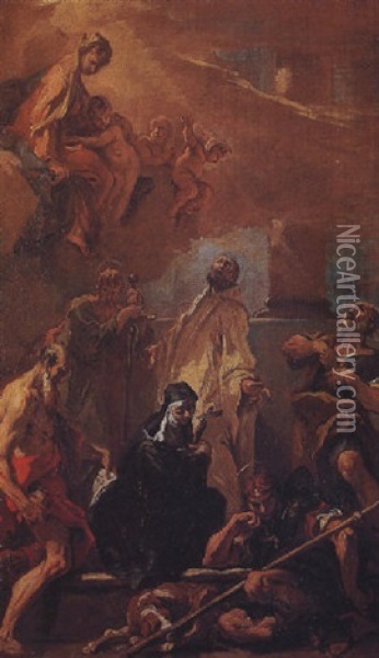 The Vision Of Saint Benedict Oil Painting - Sebastiano Ricci