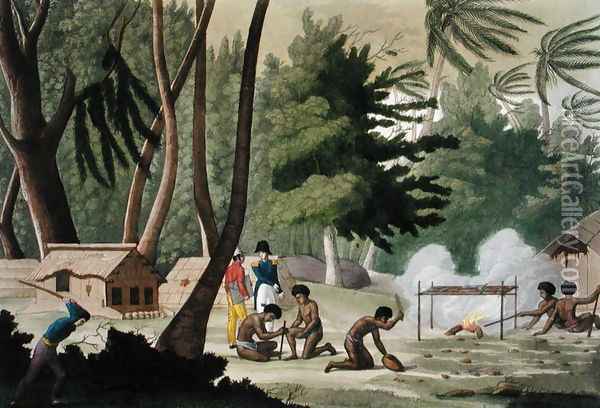 Papu tribe on the Isle of Rawak, plate 20 from 'Le Costume Ancien et Moderne' Oil Painting - G. Bramati