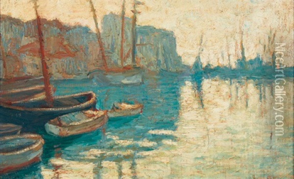 Hafenpartie Mit Segelbooten Im Morgenlicht Oil Painting - Maxime Maufra