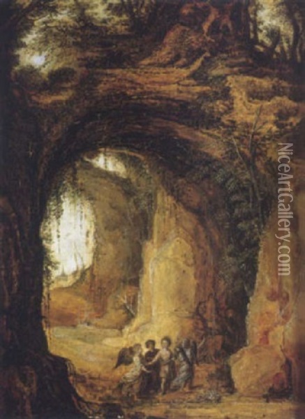 Saint-jean Baptiste Attire Par Les Anges Oil Painting - Joos de Momper the Elder